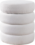 Riess Ambiente Vogue Round Stool 50 cm Cream White Boucl&eacute; Upholstered Stool with Storage Space Stool Seat Chest