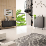 Lomadox Living Room Set 2-Piece Living Room Cabinet Living Room Furniture Living Room Cabinets Modern in Black Matt with Milled Fronts