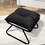 Cozykimo Footrest, Outdoor Footstool, 55 x 48 x 36 cm, Outdoor Stool with 8 cm Soft Seat Cushion, Metal Legs, Shoe Stool, Footstool for Living Room, Bedroom, Entrance Area (Black)