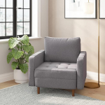 Taylor & Logan Hendrix Hendrix Mid-Century Modern Tufted Faux Linen tugitool t&auml;ispuidust jalgadega, Slate Grey, 1 tk.