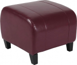Emmen Cube Stool Leather and Faux Leather 37 x 45 x 47 cm FSC Certified Red