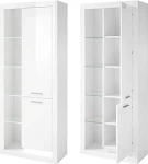 Lomadox Milan-61 vitriinkapp Modernne ja ajatu disain k&otilde;rgl&auml;ikega valges laius 80 x k&otilde;rgus 195 x s&uuml;gavus 37 cm