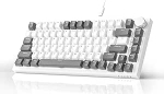 AK820 Grey White Wired Mechanical Keyboard, Gaming Keyboard Tastertur White Light|Volume Control|82 Keys|PBT Keycaps|Poron Cotton|Hot Swapable keyboard gaming tastatur 75 procent tastatur