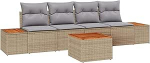 Rantry 5-teiliges Garten Sofa Set mit Kissen Beige Poly Rattan Akazie Gartenlounge Model3348021