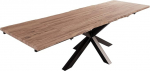 SAM Janosh Wane laud 140 (220) x 90 cm Massiivsest akaatsiapuidust ja kiviv&auml;rvi s&ouml;&ouml;gilaud 2 lisaseadmega 40 x 90 cm Ehtne Wane Edge Spider metallraam mustas v&auml;rvitoonis.