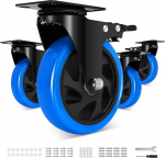 Humagineer Rasked rattad Flat 125 mm 4 topeltpiduriga, kandev&otilde;ime 1000 kg, 360&deg; p&ouml;&ouml;rlevad rattad, m&ouml;&ouml;blirattad kummist, vaiksed ja vastupidavad plaatrattad m&ouml;&ouml;blile, k&auml;rule, lauale, laudadele,