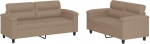 Tomostar Diivan-set f&uuml;r Wohnzimmer, 3-Sitzer und 2-Sitzer, 2-teilig, mit Kissen, Cappuccino, Kunstleder
