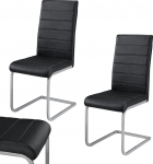 Juskys Vegas Cantilever toolid seljatoega, valmistatud metallist ja kunstnahast, moodsad toolid s&ouml;&ouml;gituppa, elutuppa ja k&ouml;&ouml;ki, 2 tk, must komplekt