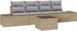 Rantry 5-teiliges Garten-Sofa-Set mit Kissen Beige Poly Rattan Gartenlounge Model3346930