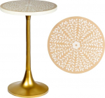 JONATHAN Y END1007A Nysha kaasaegne boheemlaslik metallist vaigust intarsiatega k&uuml;ljelaud Beige/valge joogilaud elutuppa magamistuppa kontorisse vannituppa 25 tolli