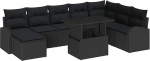 Rantry 9 Teiliges Garten Diivan Set mit Kissen Schwarz Poly Rattan Gartenlounge Model3348699