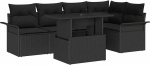 Rantry 6-teiliges Garten Sofa Set mit Kissen Schwarz Poly Rattan Gartenlounge Model3348289