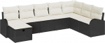 Rantry 8-teiliges Garten-Sofa-Set mit Kissen in Schwarz Poly-Rattan Gartenlounge Model3359126