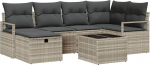 Rantry 7-teiliges Garten-Sofa-Set mit Kissen Hellgrau Poly-Rattan Gartenlounge Model3360523