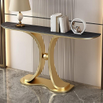 Moderner Flurtisch, Schmale Konsolentisch den Eingangsbereich, Langer Console Table das Wohnzimmer, Schieferplatte, Metallsockel, Akzenttische for Flur(Gold F,120cm/47.2in)