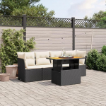 Gartensofa-Set 5-teilig mit Kissen aus schwarzem Polyrattan M&ouml;bel, Set Schlafsofa Wohnzimmer Sofa Garten, Set Modernes Sofa f&uuml;r den Au&szlig;enbereich, Outdoor-M&ouml;bel NN
