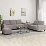 Gecheer 3-TLG. Sofagarnitur Taupe Stoff, Moderne Couch Polstersofa f&uuml;r Wohnzimmer Schlafzimmer Spielzimmer3201913