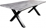 Riess Ambiente Industrial s&ouml;&ouml;gilaud Wild - 180 cm - Hall pestud must - Wild Oak Design - Wane Edge X-Frame konverentsilaud
