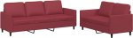 Tomostar Sofa-Set f&uuml;r Wohnzimmer, 3-Sitzer- und 2-Sitzer-Sofad, 2-teilig und Kissen, Bordeauxrot, Kunstleder