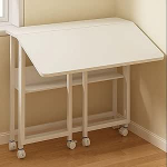 Kompakter Rollschreibtisch mit Ablage, mobiler Computertisch f&uuml;r kleine R&auml;ume, einfache Montage, 120 x 58 cm, perfekt f&uuml;r Heimb&uuml;ro, Arbeitszimmer oder Schlafsaal