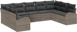 Rantry Garten-Sofa-Set 9-teilig Grau Rattan, pol&uuml;ester Garten-Sofa-Set Gartenlounge Model3346199