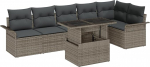 Rantry 7-teiliges Garten Sofa Set mit Kissen Grau Poly Rattan Gartenlounge Model3348295
