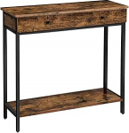 LUNAIZHUO Industrieller Konsolentisch, Schmaler Konsolentisch mit 2 Schubladen, Rustikales 2-st&ouml;ckiges Regal f&uuml;r Flur, Wohnzimmer, Eingangsbereich, Korridor Oder B&uuml;ro(120cm/47in)
