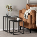 [en.casa] Vejen 2 kohvilaudade komplekt ruudukujuline teras elutuppa magamistuppa laud 2 k&uuml;ljelaua komplekt must matt