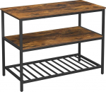 VASAGLE k&ouml;&ouml;gisaar suure t&ouml;&ouml;tasapinnaga s&ouml;&ouml;gilaud k&ouml;&ouml;giriiul 3 riiuliga Stabiilne metallraam 120 x 60 x 90 cm Lihtne kokkupanek t&ouml;&ouml;stuslik disain Vintage Brown/Black KKI01BX