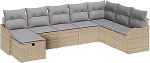 8-teiliges Garten Sofa Set mit Kissen Beige Poly Rattan, 2-Sitzer Garten Sofa mit Kissen Beige Poly Rattan Gartenlounge Model3359029