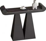 Moderner Konsolentisch - Kratzfeste Steinplatte, robuster schwarzer Metallfu&szlig;, 31,4 Zoll gro&szlig;er Eingangssofatisch f&uuml;r Wohnzimmer, Flur und Eingangsbereich