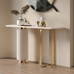 Moderner Konsolentisch mit Ablagef&auml;chern, Eingangsbereich-Akzenttisch f&uuml;r Flur und Wohnzimmer, zeitgen&ouml;ssischer Foyertisch (120 x 35 x 85 cm)