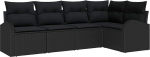 5-teiliges Garten Sofa Set mit Kissen Schwarz Poly Rattan, 2-Sitzer Garten Sofa mit Stauraum & Kissen Schwarz Poly Rattan Gartenlounge Model3354712