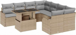 Gartensofa-Set mit Kissen mit Kissen 9 tk Beige Poly Rattan Gartenm&ouml;bel Model3357173