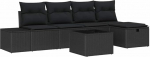 vidaXL Garten-Sofa-Set 6 tk Schwarz 55 x 62 x 69 cm Poly Rattan, Garten und Terrasse, Modulsofa-Set, Robustes Lounge-M&ouml;bel, rechteckige Sitzgruppe, UV-best&auml;ndig, Stahlrahmen