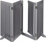 Relaxdays Barrier Gate H x W 92 x 207 cm, Foldable, with Door and Feet, Freestanding Dog Safety Gate, Door Gate, Grey