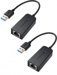 Cable Matters 2-pack USB Gigabit Ethernet adapter (USB v&otilde;rguadapter, USB LAN adapter 3.0, USB Ethernet adapter USB 3.0) - 10/100/1000 Mbps Ethernet v&otilde;rk mustas v&auml;rvitoonis.
