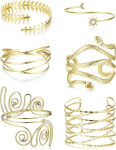 ORAZIO 6 tk &uuml;lemine Bangle Gold Upper Arm Mansettide k&auml;ev&otilde;rud naiste Bangle Upper Arm Open Bangles Simple Snake Spiral Arm Band Set Reguleeritav Bangle Ehted Halloween tarvikud