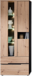 Stella Trading Memphis Display Cabinet in Artisan Oak Look, Graphite - Modern Display Cabinet with LED Lighting and Lots of Storage Space - 75 x 197 x 38 cm (W x H x D)