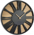 FLEXISTYLE z213-2 Roman Loft Large Wall Clock without Ticking Noises Black 50 cm Living Room Bedroom Made in EU