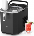 WIE Ice Cube Machine, Small Ice Cube Maker with Scoop, 1.3 Litre Water Tank, 9 Cubes in 6 Minutes, Self-Cleaning Ice Maker, Quiet for Kitchen, Office, Bar, Party