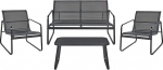 Barrea Lounge Set Metal 4-Seater Table Garden Sofa Armchair Black