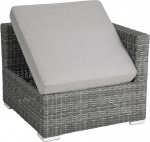 greemotion Garden Bench Bari with Recliner for Patio Chair Set in Grey &ndash; Polyrattan Armchair with Cushion for Lounging Outdoors &ndash; Garden Furniture