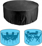 AMSAMOTION Garden Furniture Cover, Round, Protective Cover for Garden Table, Waterproof, Windproof, UV-Resistant Oxford Fabric, Tarpaulin Cover for Garden Furniture Sets (Diameter 190 x 80 cm)