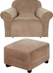 Andreannie Samtbraune Stuhlhussen f&uuml;r Sessel, Sofa, Stuhl, Couch, Bez&uuml;ge f&uuml;r Sessel, Ottomane, Schonbezug (braun)