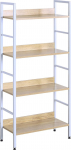Woltu, #1048, Upright Shelving Unit, Bookshelf, Metal Shelving, Shoe Rack, Bathroom Cupboard, Flower Stairs made of Wood and Steel, White and Light Oak