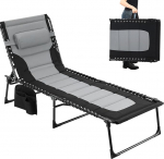 Clevich XXL kokkupandav lamamistool, 199 x 66 cm, suurem&otilde;&otilde;tmeline lamamistool 5-suunaliselt reguleeritava seljatoega, aiatugi koos padja ja k&uuml;ljetaskuga, telkimislaud kuni 150 kg rannale, basseinile