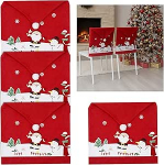 Thinp J&otilde;ulud toolikatted 4 toolikatte komplekt s&ouml;&ouml;gitoa toolidele Tree Snowman tooli seljatagune j&otilde;ulutoolide kaunistused s&ouml;&ouml;gitoa j&otilde;ulup&uuml;hade bankettide puhkusefestivalile