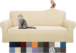 YEMYHOM Jacquard Design diivanikate High Stretch 3 padjaga lemmikloomade koerale kassile libisematu elastne m&ouml;&ouml;bli kaitsja (diivan, beež)