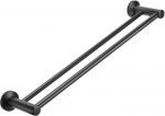 600mm Matt Black Screw Mounted Double Layer Towel Rail or Shelf Round Bathroom Kitchen B38913K-60cm